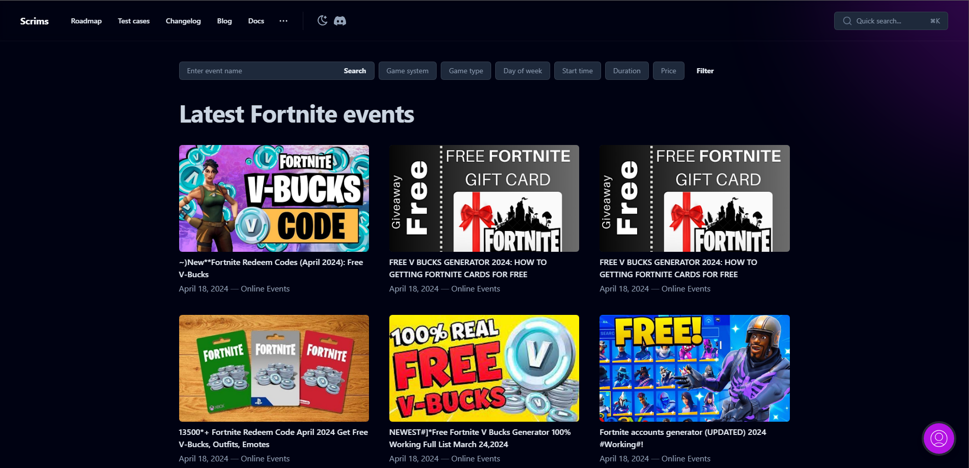Gaming events curation from across the web